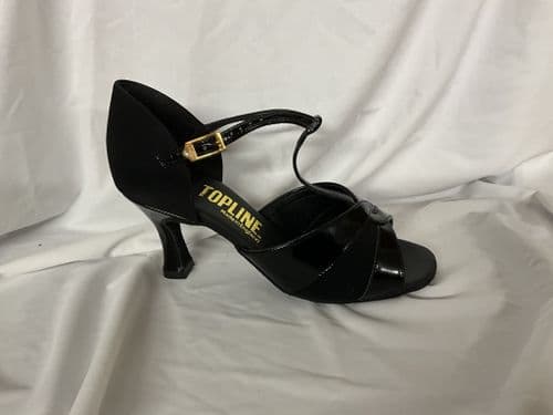 Topline. Jade. UK 5. Black nubuck/patent 2 1/2” heel