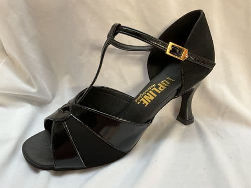 Topline. Jade.UK 7. Black patent/nubuck. 2 1/2” flare heel (1)