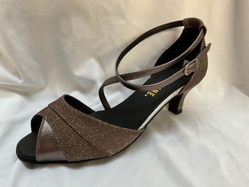Topline. Ophelia. UK 7. Bronze/silver lurex 2 “ heel
