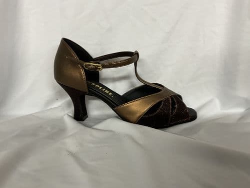 Topline. Ruby. UK 4 1/2. Lurex bronze. 2 1/2” heel