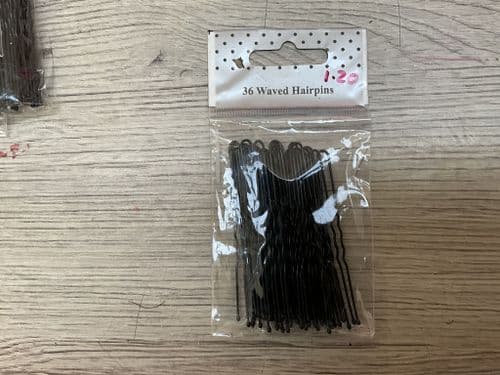 Waved hair/bun pins. Pack of 36. 65mm. Black