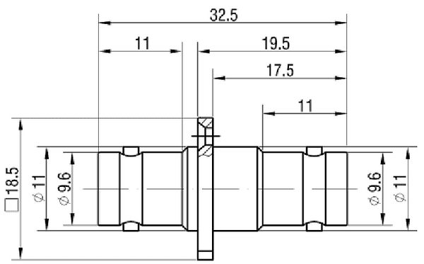 BNC Jack/ Jack Adaptor 4 Hole Square Flange (18.5/12.7/3.2) 50-ohm