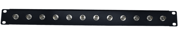 BNC Patch Panel 12 Port Black 1U (50-ohm Metal Connectors)