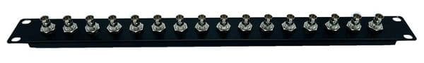 BNC Patch Panel 75 ohm 16 port Black 1U Flat (all Metal Connectors)