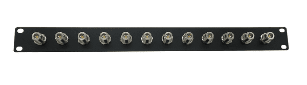 N Type Patch Panel 1U 12 port black loaded (Flat Design)
