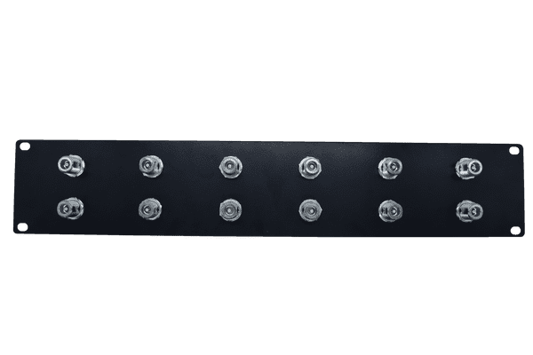 N Type Patch Panel 2U 12 port black loaded (Flat Design)
