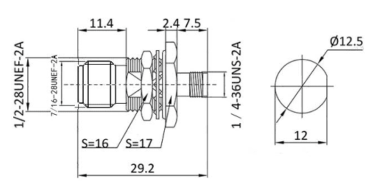 SMA Jack - TNC Jack (Bulkhead).