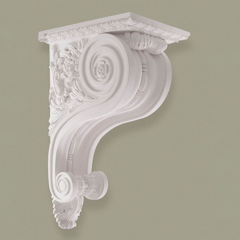 Large Neo Classical Decorative Plaster Corbel with Volute, Scroll and