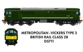 Rapido 905502 Met-Vic Class 28 Co-Bo D5711 BR Green Small yellow panels