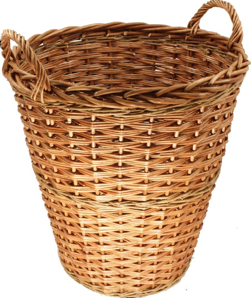 Buff Willow Tall Log Basket With Lining | Thefiresideshop.co.uk