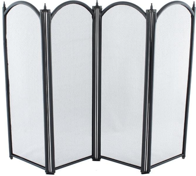4 Fold Black Fire Guard - Fire Screen | Thefiresideshop.co.uk