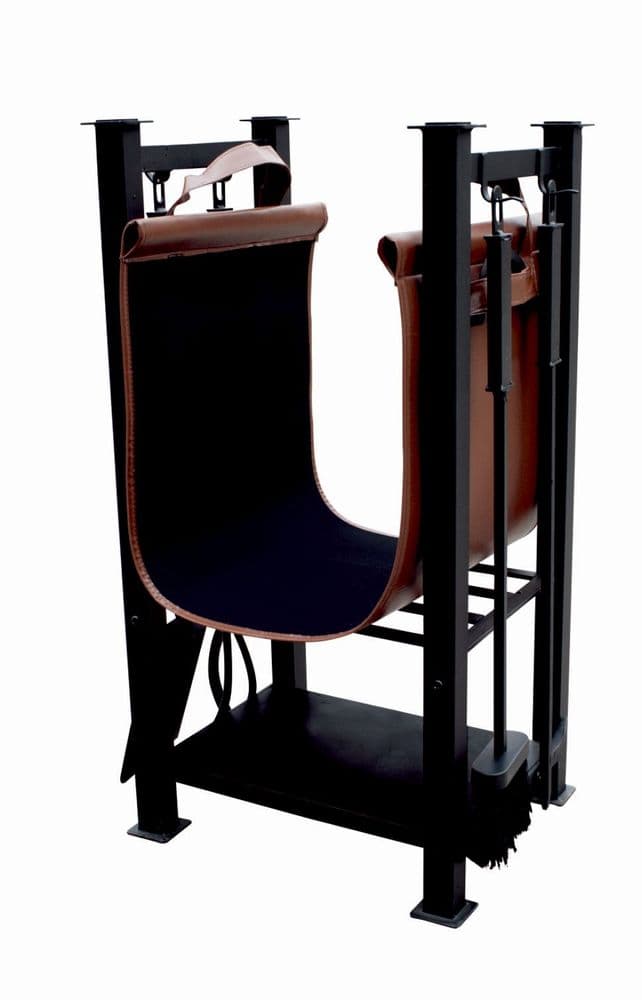 Log Station - Metal Log Rack With Tools | Thefiresideshop.co.uk