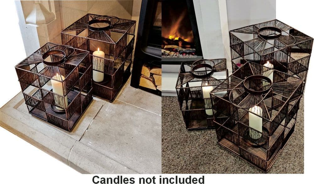 Set of 3 Square Candle Lanterns