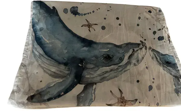 **NEW** Whale Design Cotton Scarf by Meg Hawkins
