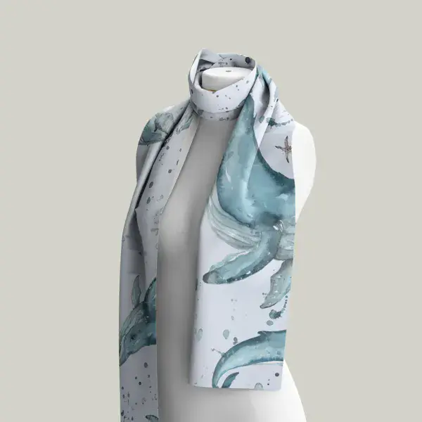 **NEW** Whale Design Cotton Scarf by Meg Hawkins