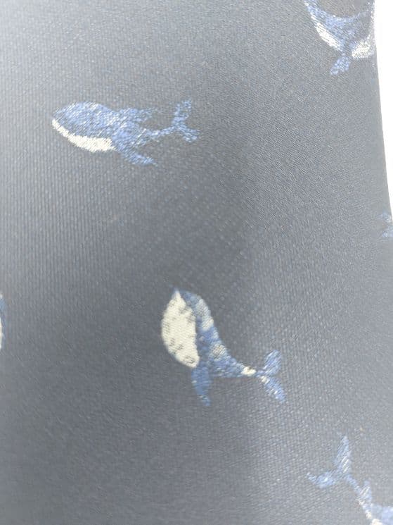 Silk Navy Blue Whale Necktie and matching Handkerchief