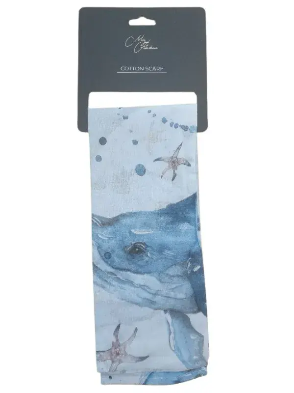Whale Design Cotton Scarf by Meg Hawkins