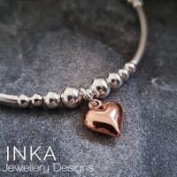INKA 3D Rose Gold Heart Bracelet
