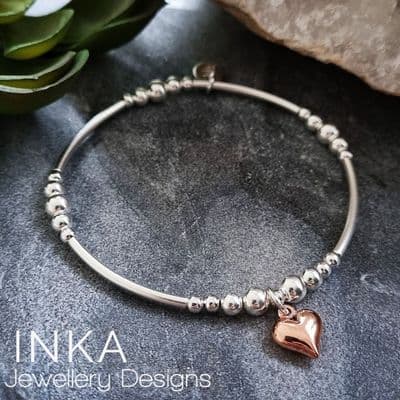 INKA 3D Rose Gold Heart Bracelet