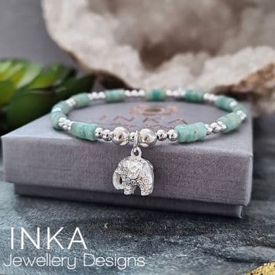 INKA  Amazonite Ornate Elephant Bracelet.
