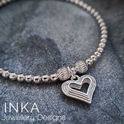 INKA Beaded Fluted Heart Bracelet