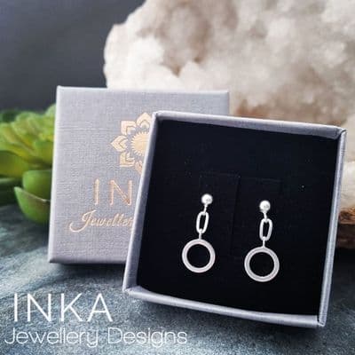 INKA Chain Drop Circle Earrings