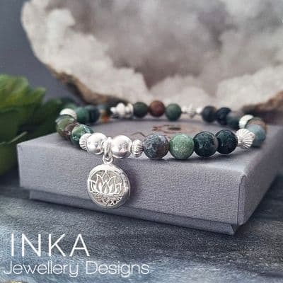 INKA chunky Indian Agate Lotus Bracelet.