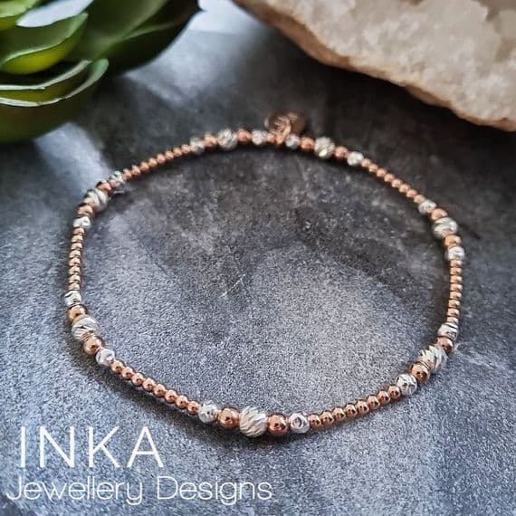 INKA Dainty Rose Gold & Silver Stacking Bracelet