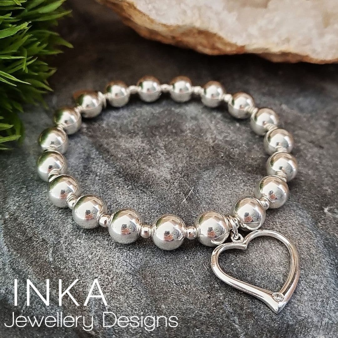 Gold on Sterling Silver 'Chunky' 9mm Heart link CZ Bracelet main image 1