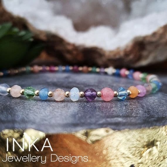 INKA Gold Pastel Gemstone Anklet