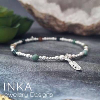 INKA Indian Agate Feather Bracelet.