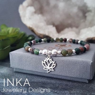 INKA Indian Agate Lotus Bracelet.