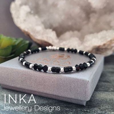 INKA Obsidian Heshi Bead Bracelet.