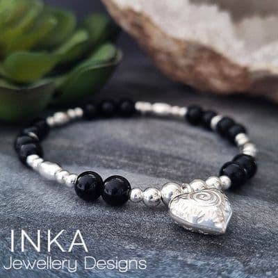 INKA Onyx Spiral Heart Bracelet