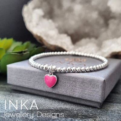 INKA Pink Enamel Heart Bracelet