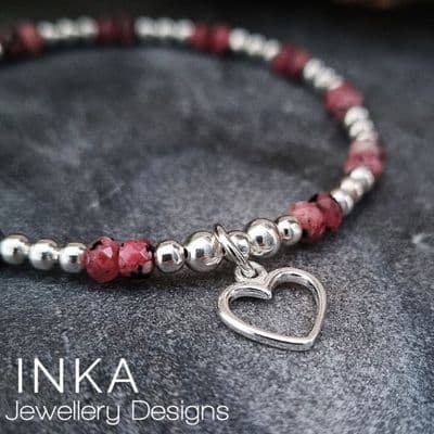 INKA Pink Malaysia Jade Heart Bracelet.