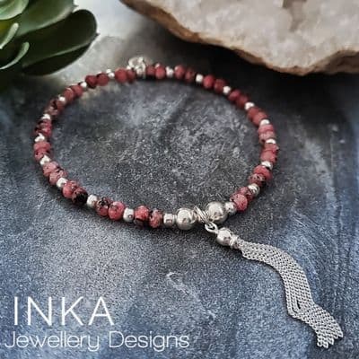 INKA Pink Malaysia Jade Tassel Bracelet.