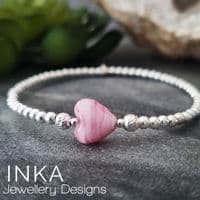 INKA Pink Murano Heart Bracelet