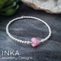 INKA Pink Murano Heart Bracelet