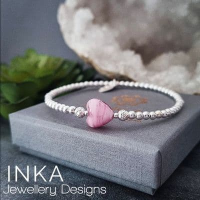 INKA Pink Murano Heart Bracelet