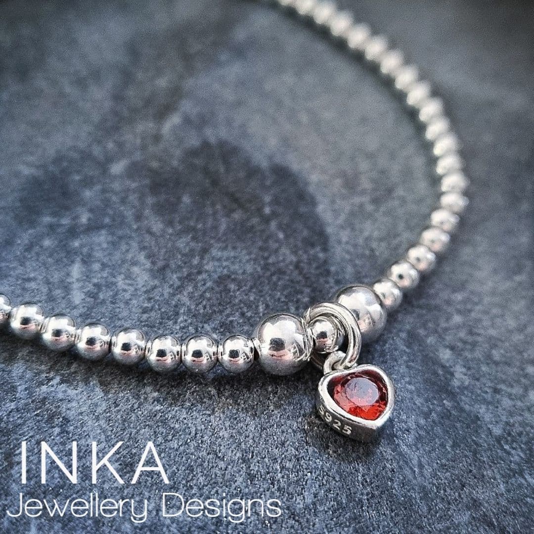 INKA RED cz Heart Bracelet