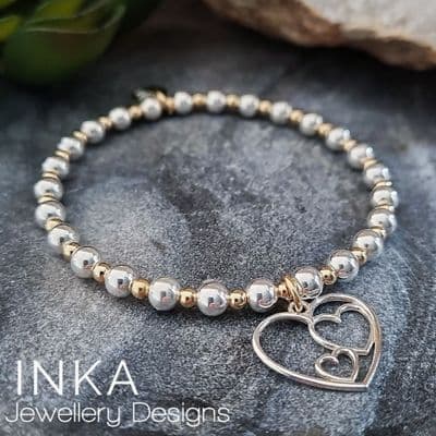 INKA Silver & Gold Triple Heart Bracelet