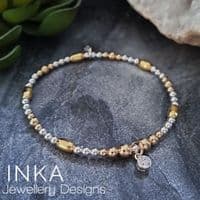 INKA Silver & Yellow Gold Crystal Bracelet
