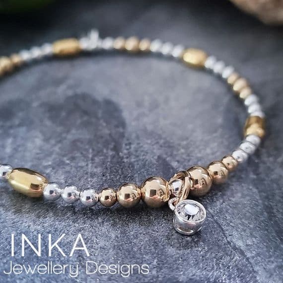 INKA Silver & Yellow Gold Crystal Bracelet