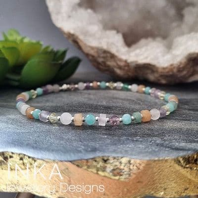 INKA Sterling Silver Mixed Pastel Anklet