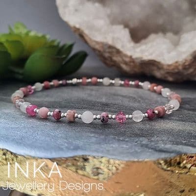 INKA Sterling Silver Mixed Pink Anklet