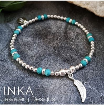 INKA Turquoise Feather Bracelet.
