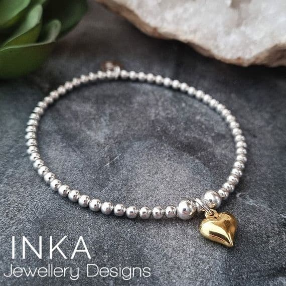 INKA Yellow Gold 3D Heart Bracelet