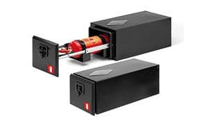 Black Powder Coated Steel Pullout Fire Extinguisher Box