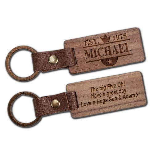 50th Birthday Gift Personalised Keyring Son Brother Uncle Dad